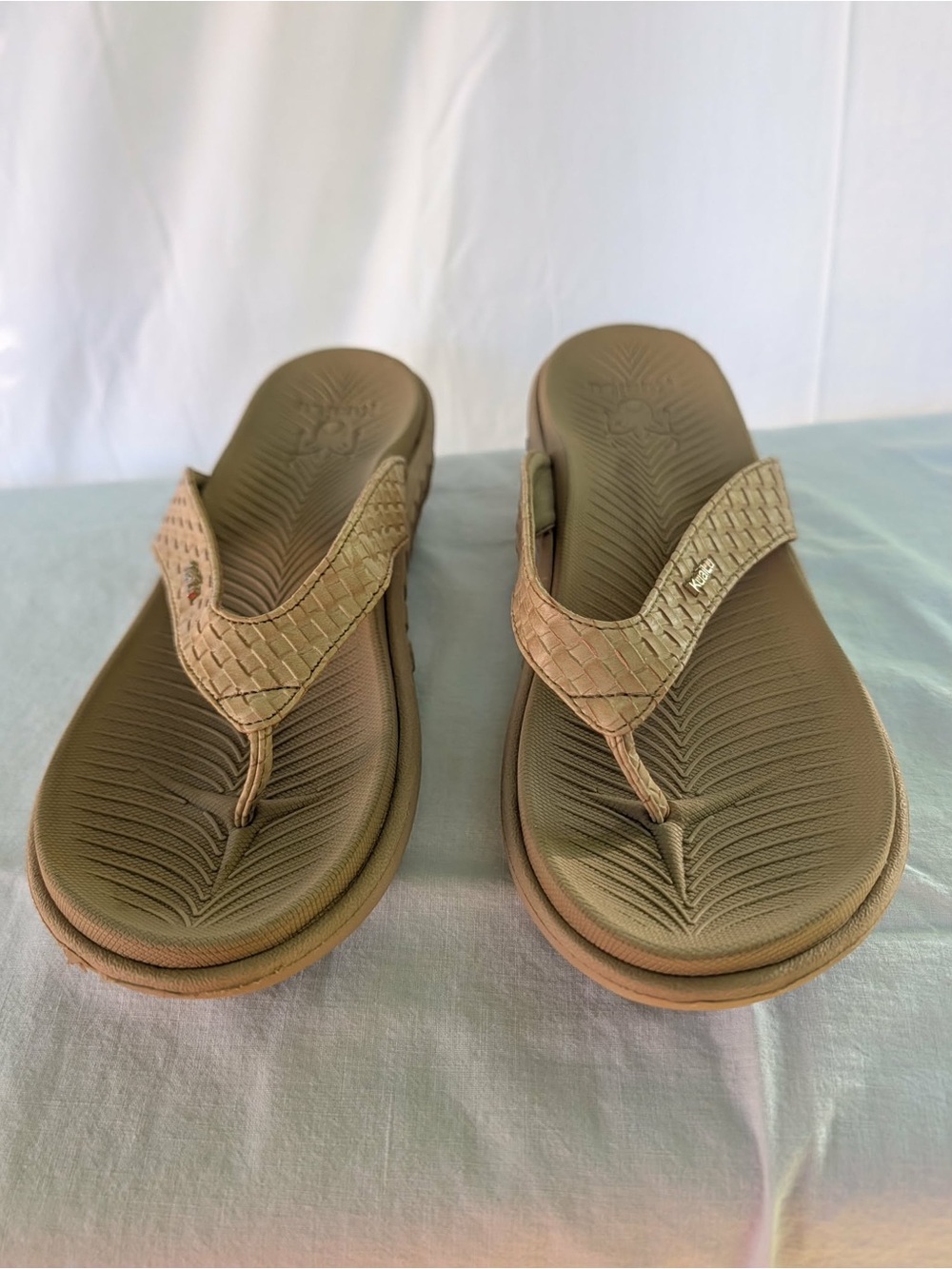 Tan Braided Strap Flip Flop Sandals